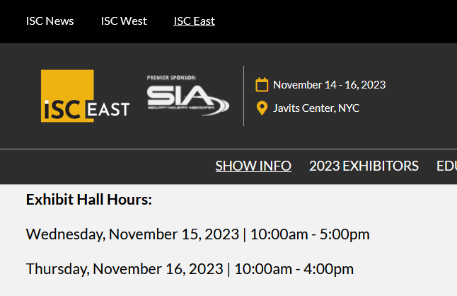 ISC EAST 2023 data